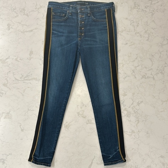 Veronica Beard Debbie Skinny Tux Stripe Jean Size 30 - Picture 6 of 17